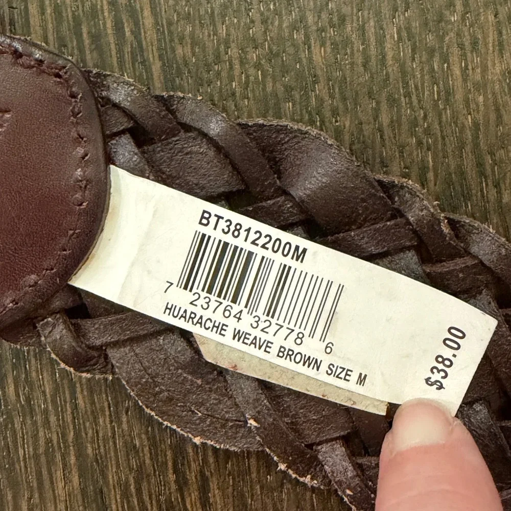 Fossil Huarache Weave Belt Women Medium Brown NEW Leather Boho Western